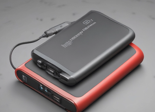 Deux batteries liées par un câcle